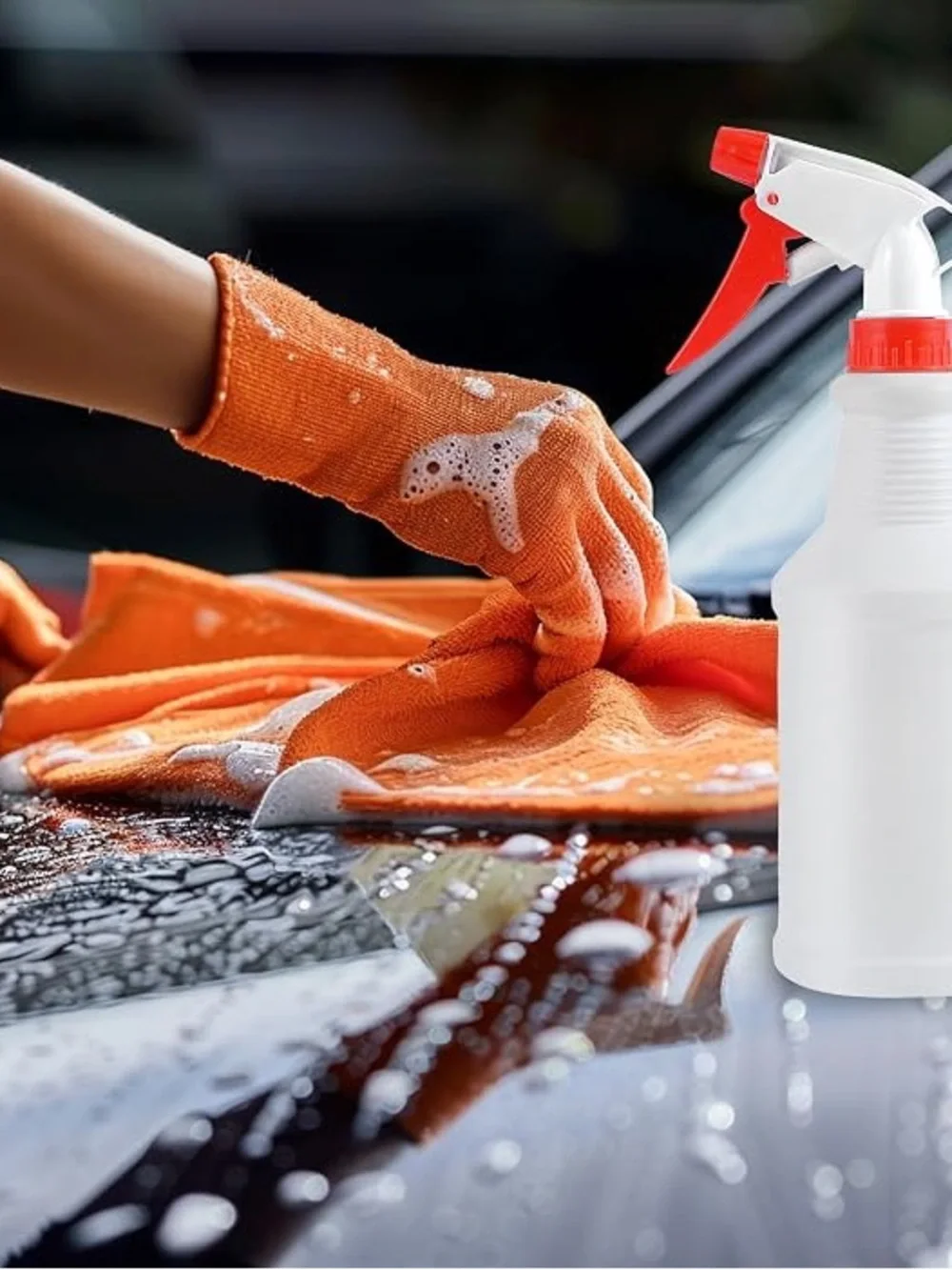 White Plastic Spray Bottle with Red Nozzle - Multipurpose Cleaning Bottle